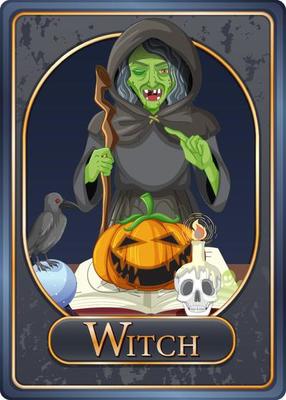 Scary witch character game card template