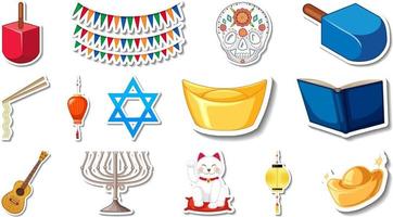 Set of different traditional objects vector