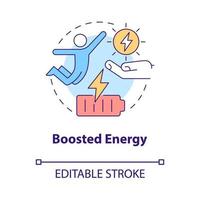 Boosted energy concept icon. Living healthy balanced life abstract idea thin line illustration. Isolated outline drawing. Editable stroke. Roboto-Medium, Myriad Pro-Bold fonts used vector