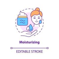 Moisturizing concept icon. Apply lotion. Skincare routine step abstract idea thin line illustration. Isolated outline drawing. Editable stroke. Roboto-Medium, Myriad Pro-Bold fonts used vector