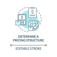 determinar la estructura de precios icono de concepto turquesa. administrar la ilustración de línea delgada de idea abstracta de negocio de entrega. dibujo de contorno aislado. trazo editable. roboto-medium, innumerables fuentes pro-bold utilizadas vector