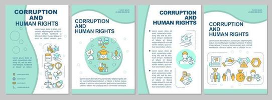 Corruption and human rights brochure template. Social trust. Flyer, booklet, leaflet print, cover design with linear icons. Vector layouts for presentation, annual reports, advertisement pages