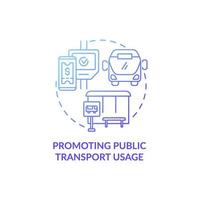 promover el icono del concepto de uso del transporte público. iniciativa común idea abstracta ilustración de línea delgada. sostenibilidad del medio ambiente. produciendo menos contaminación. dibujo de color de contorno aislado vectorial vector