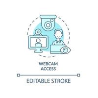 Webcam access blue concept icon. Surveillance in workplace. Tracking office staff. Employee monitoring abstract idea thin line illustration. Vector isolated outline color drawing. Editable stroke