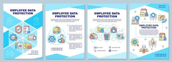 Employee data protection brochure template. Privacy at work. Flyer, booklet, leaflet print, cover design with linear icons. Vector layouts for presentation, annual reports, advertisement pages