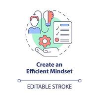 Create an efficient mindset concept icon. Lifestyle management abstract idea thin line illustration. Isolated outline drawing. Editable stroke. Roboto-Medium, Myriad Pro-Bold fonts used vector