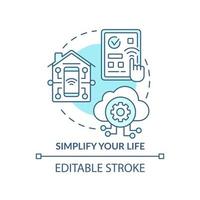 Simplify your life blue concept icon. Hightech. Automation advantages abstract idea thin line illustration. Isolated outline drawing. Editable stroke. Roboto-Medium, Myriad Pro-Bold fonts used vector