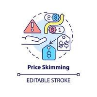 Price skimming concept icon. Pricing optimization abstract idea thin line illustration. Bringing product to market. Isolated outline drawing. Editable stroke. Roboto-Medium, Myriad Pro-Bold fonts used vector