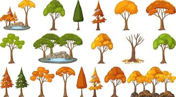 Set of four seasons trees on white background vector