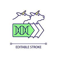 Improving cattle genetics RGB color icon. Selecting breeding stock. Changes in livestock breeding. Isolated vector illustration. Simple filled line drawing. Editable stroke. Arial font used