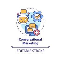 Conversational marketing concept icon. Advertising campaign tool. Promotion trend abstract idea thin line illustration. Isolated outline drawing. Editable stroke. Arial, Myriad Pro-Bold fonts used vector