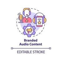 Branded audio content concept icon. Advertising campaign. Current marketing trend abstract idea thin line illustration. Isolated outline drawing. Editable stroke. Arial, Myriad Pro-Bold fonts used vector