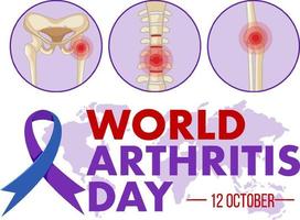 World Arthritis Day banner with purple ribbon vector