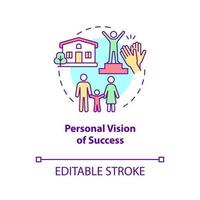 Personal vision of success concept icon. Define own success abstract idea thin line illustration. Happiness mindset component. Vector isolated outline color drawing. Editable stroke