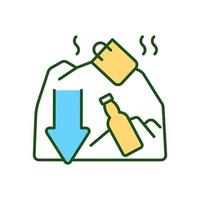 Garbage collection RGB color icon. Different types of garbage in ine big pile. Scrap, trash heap. Waste management process. Isolated vector illustration. Simple filled line drawing