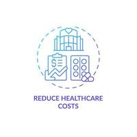 Reduce healthcare costs blue gradient concept icon. Annual checkup benefits abstract idea thin line illustration. Health care. Regular medical survey. Vector isolated outline color drawing