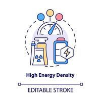 High energy density concept icon. Nuclear energy advantage abstract idea thin line illustration. Nuclear plants. Enhancing system functionality. Vector isolated outline color drawing. Editable stroke
