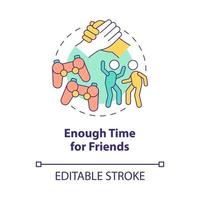 Enough time for friends concept icon. Communication and having fun abstract idea thin line illustration. Isolated outline drawing. Editable stroke. Roboto-Medium, Myriad Pro-Bold fonts used vector