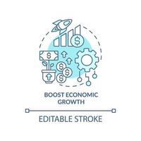 Boost economic growth blue concept icon. Automation advantages abstract idea thin line illustration. Isolated outline drawing. Editable stroke. Roboto-Medium, Myriad Pro-Bold fonts used vector