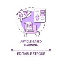 Article based learning purple concept icon. Information, content. Elearning abstract idea thin line illustration. Isolated outline drawing. Editable stroke. Roboto-Medium, Myriad Pro-Bold fonts used vector