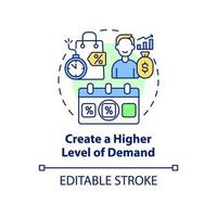 Create higher level of demand concept icon. Dynamic pricing advantage abstract idea thin line illustration. Isolated outline drawing. Editable stroke. Roboto-Medium, Myriad Pro-Bold fonts used vector