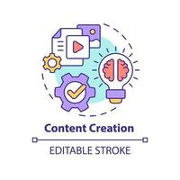 Content creation concept icon. Engaging new customers. AI in marketing abstract idea thin line illustration. Isolated outline drawing. Editable stroke. Arial, Myriad Pro-Bold fonts used vector