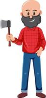 A man holding ax cartoon character on white background vector