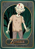 Zombie character game card template vector