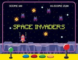 Pixel space game interface with space invaders