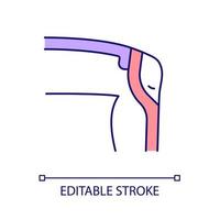 cinta de kinesiología icono de color rgb. Método para aliviar el dolor. medicina alternativa. tratamiento del trastorno de la rodilla. prevención de lesiones. ilustración vectorial aislada. dibujo de línea rellena simple. trazo editable vector