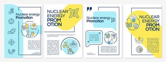 plantilla de folleto promocional de energía nuclear. innovación nuclear. folleto, folleto, impresión de folleto, diseño de portada con iconos lineales. diseños vectoriales para presentación, informes anuales, páginas de publicidad vector