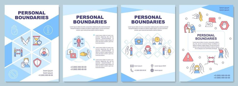 Personal boundaries brochure template. Define comfort zone. Flyer, booklet, leaflet print, cover design with linear icons. Vector layouts for presentation, annual reports, advertisement pages