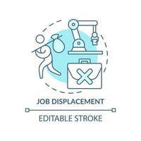 Job displacement blue concept icon. Negative automation impact on society abstract idea thin line illustration. Isolated outline drawing. Editable stroke. Roboto-Medium, Myriad Pro-Bold fonts used vector