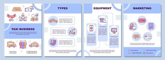 plantilla de folleto de negocio de taxis. tipos de entrega. diseño de impresión de folletos con iconos lineales. diseños vectoriales para presentación, informes anuales, anuncios. arial-black, innumerables fuentes pro-regulares utilizadas vector