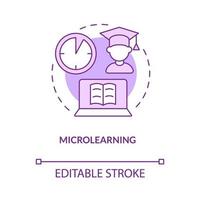 Microlearning purple concept icon. Short time lessons. Elearning method abstract idea thin line illustration. Isolated outline drawing. Editable stroke. Roboto-Medium, Myriad Pro-Bold fonts used vector