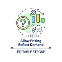 Allow pricing reflect demand concept icon. Dynamic pricing advantage abstract idea thin line illustration. Isolated outline drawing. Editable stroke. Roboto-Medium, Myriad Pro-Bold fonts used vector