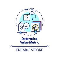 Determine value metric concept icon. Pricing strategy creation abstract idea thin line illustration. Isolated outline drawing. Editable stroke. Roboto-Medium, Myriad Pro-Bold fonts used vector