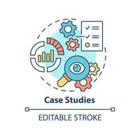 Case studies concept icon. Analyzing advertising campaigns. Marketing trend abstract idea thin line illustration. Isolated outline drawing. Editable stroke. Arial, Myriad Pro-Bold fonts used vector