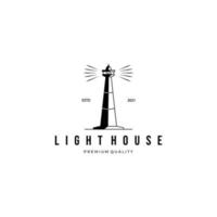 Lighthouse Logo Vector Illustration Design Vintage Line Template Icon