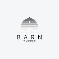 Wooden Barn Line Art Logo Vector Design Illustration, Barn House Icon, Agriculture, Livestock Company