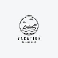 Emblem Line Art Yacht Vacation Logo Vector Illustration Design Icon