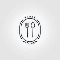 Minimalist Emblem of spoon fork logo icon line art vector illustration design