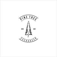 Pine Tree Logo Vector Illustration Design Vintage Line Art Linear