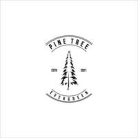 Pine Tree Logo Vector Illustration Design Vintage Line Art Linear