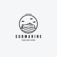 Submarine Ship Logo Vector Illustration Design Line Art Emblem