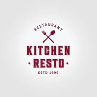 logotype kitchen resto icon vintage print vector illustration design spoon fork concept