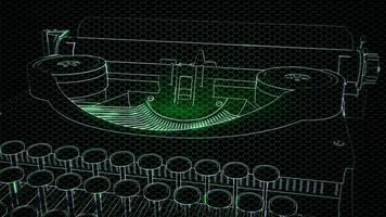 Hologramm der Retro-Schreibmaschine im Dunkeln video