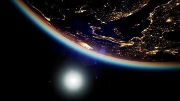 spazio, sole e pianeta terra di notte video