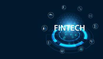 Abstract FinTech Finance Technology applied in the financial business On a modern blue background, futuristic. vector