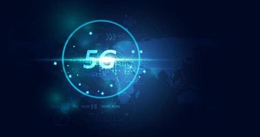 Abstract 5G wireless internet wifi network technology concept map digital internet wireless on blue background. vector